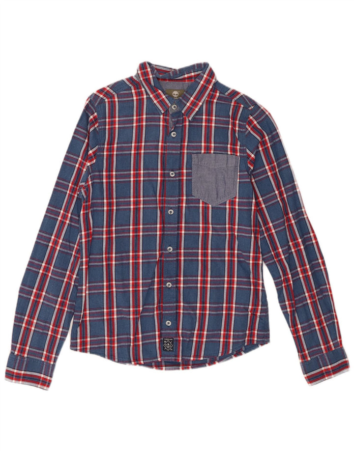 Camisa Timberland Menino 13-14 Anos Pequena Azul Marinho Xadrez Algodão