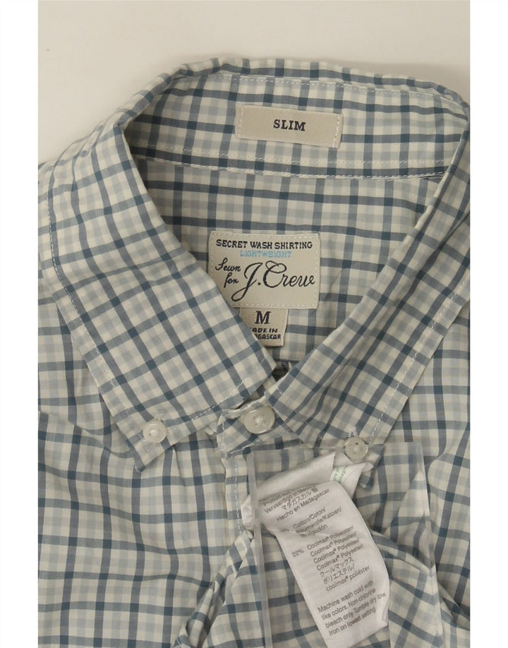 J. CREW Camisa masculina slim de algodão xadrez azul médio
