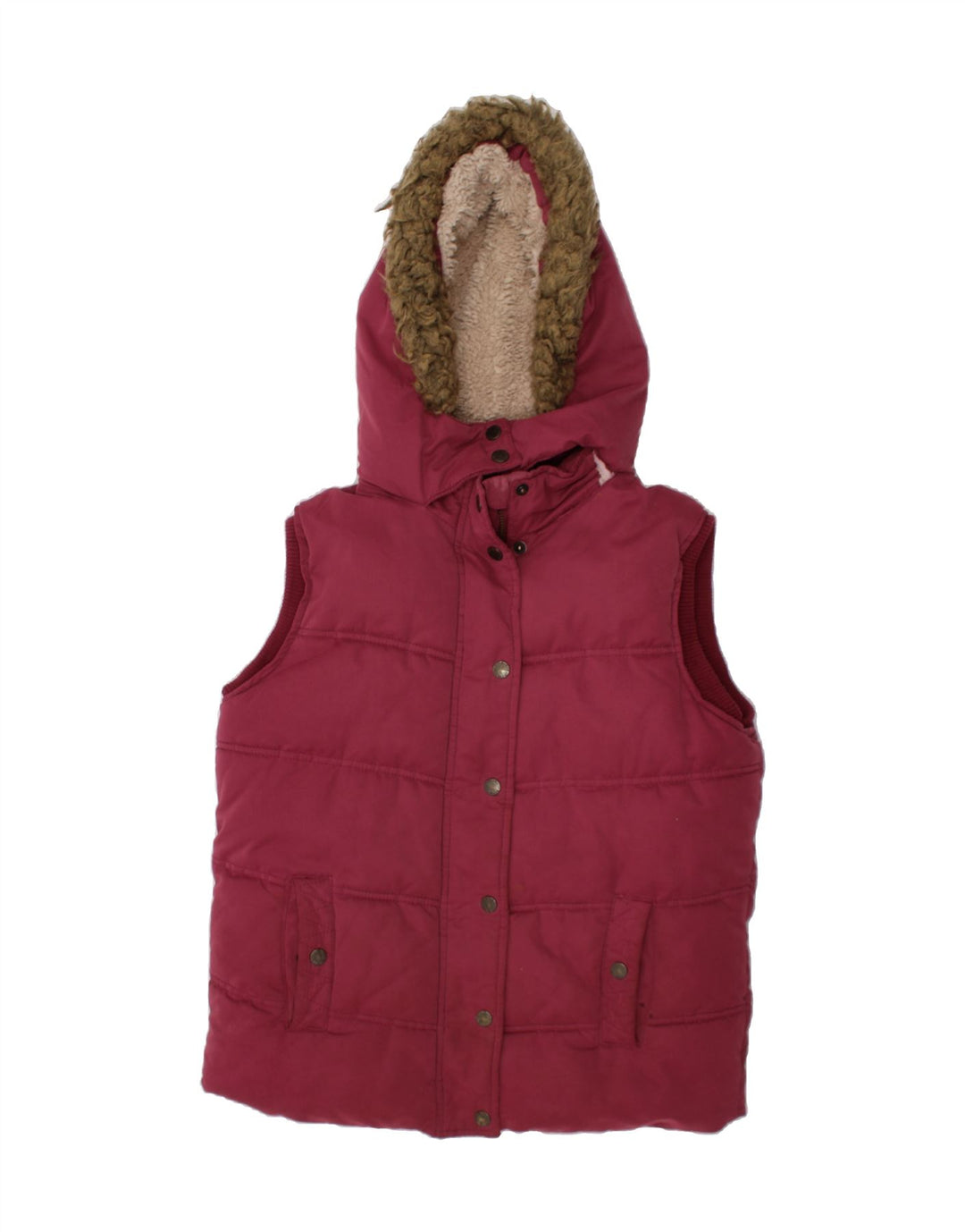 FAT FACE Girls Hooded Padded Gilet 12-13 Years Burgundy Polyester Vintage Fat Face and Second-Hand Fat Face from Messina Hembry 