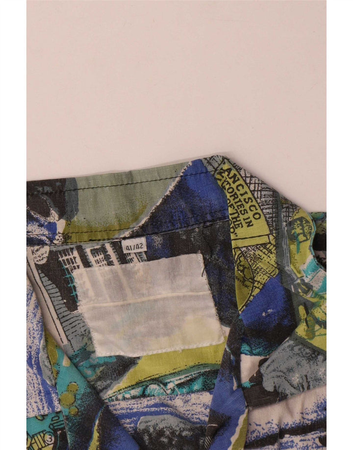 Camisa vintage masculina abstrata padrão tamanho 41/42 grande multicolorida