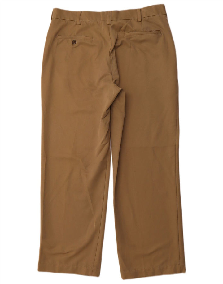 Calça masculina de terno reto IZOD W34 L30 poliéster bege