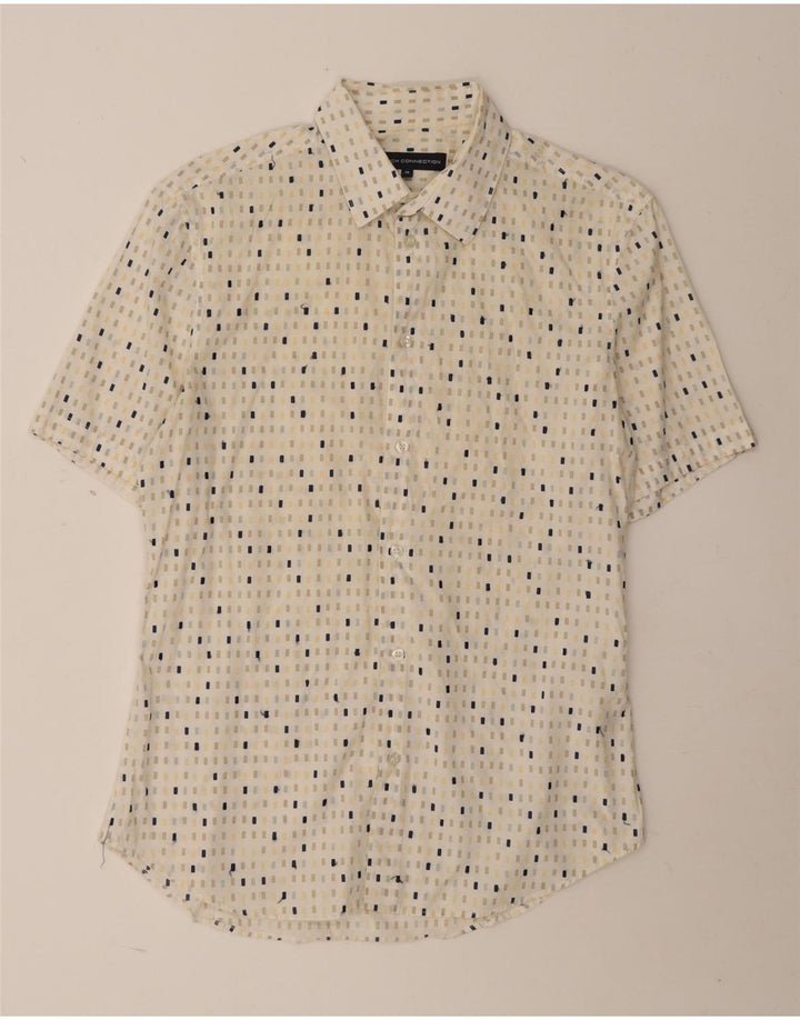 Camisa masculina de manga curta French Connection algodão manchado bege médio