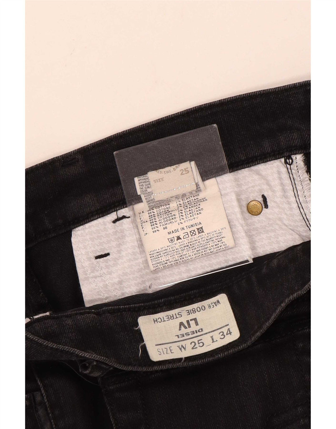 Diesel Feminino Liv Slim Jeans W25 L32 Algodão Preto