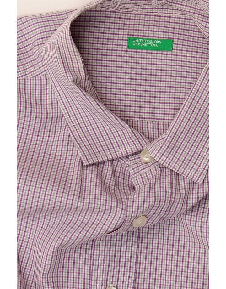 Camisa masculina de manga curta Benetton grande roxo guingão
