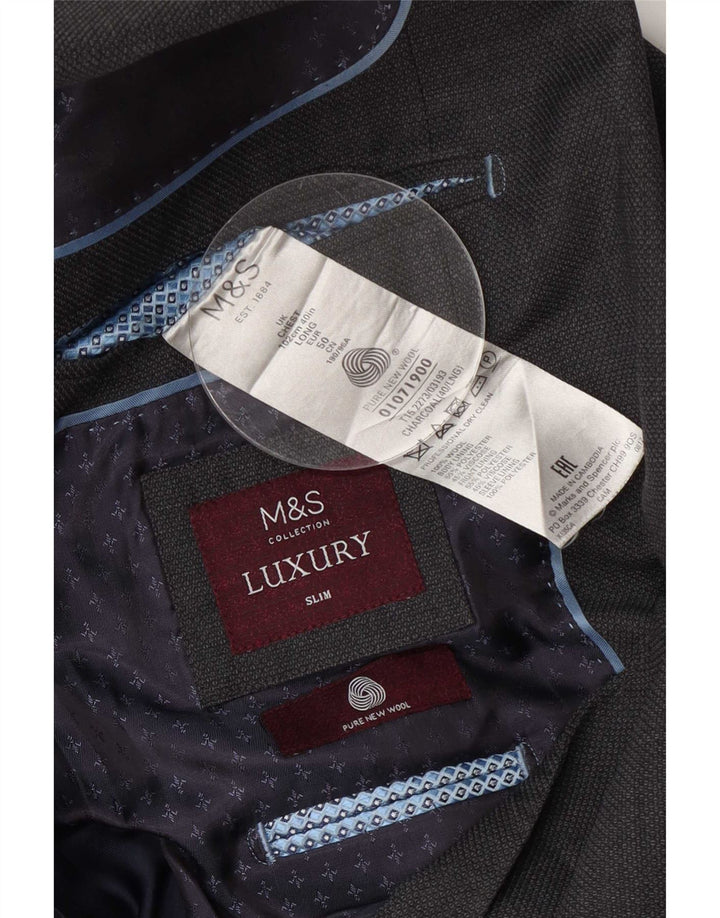Jaqueta Blazer Masculina Marks & Spencer Longa de 2 Botões Slim Fit Reino Unido 40 Cinza Médio