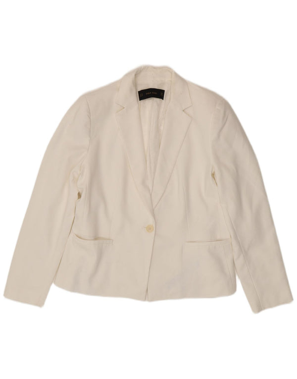 Jaqueta blazer feminina ZARA com 1 botão Reino Unido 18 XL branco poliéster