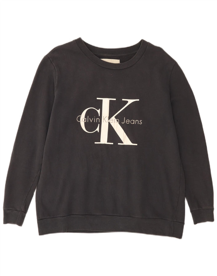 CALVIN KLEIN JEANS Suéter gráfico masculino pequeno preto
