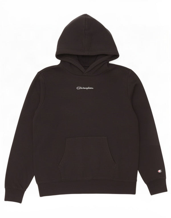Jumper feminino com capuz gráfico Champion UK 16 grande algodão preto
