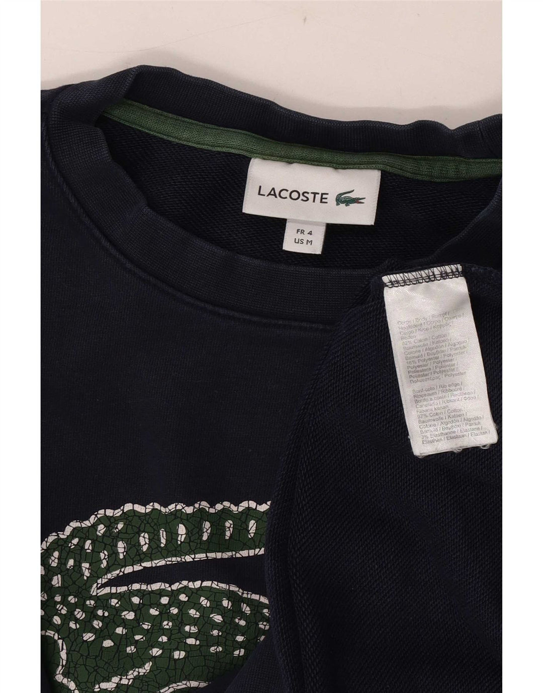 Lacoste moletom gráfico masculino tamanho 4 médio azul marinho algodão