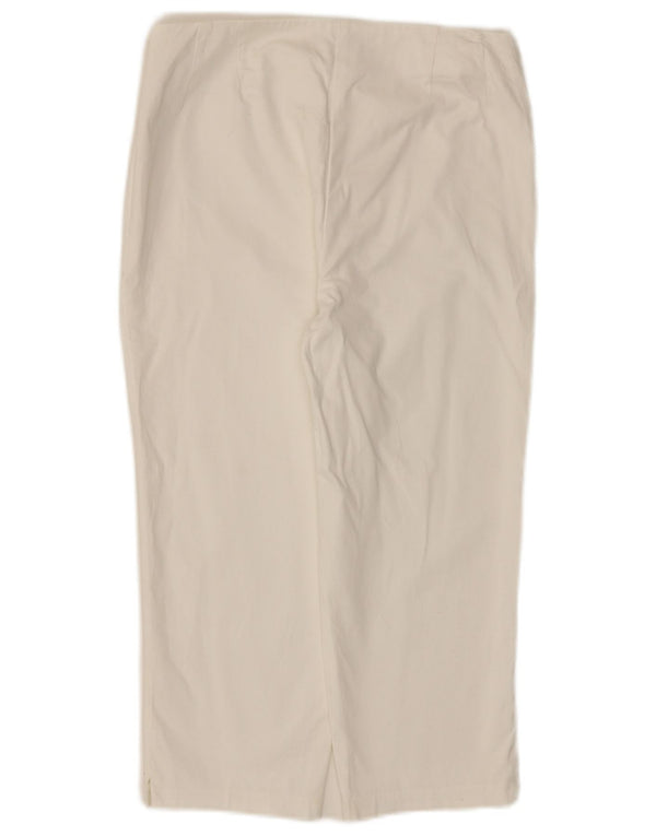 Calça capri feminina Marks & Spencer UK 10 pequena W28 L20 algodão branco