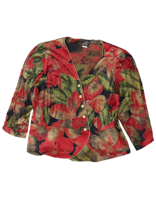 Blusa feminina vintage manga 3/4 IT 46 grande floral multicolorida