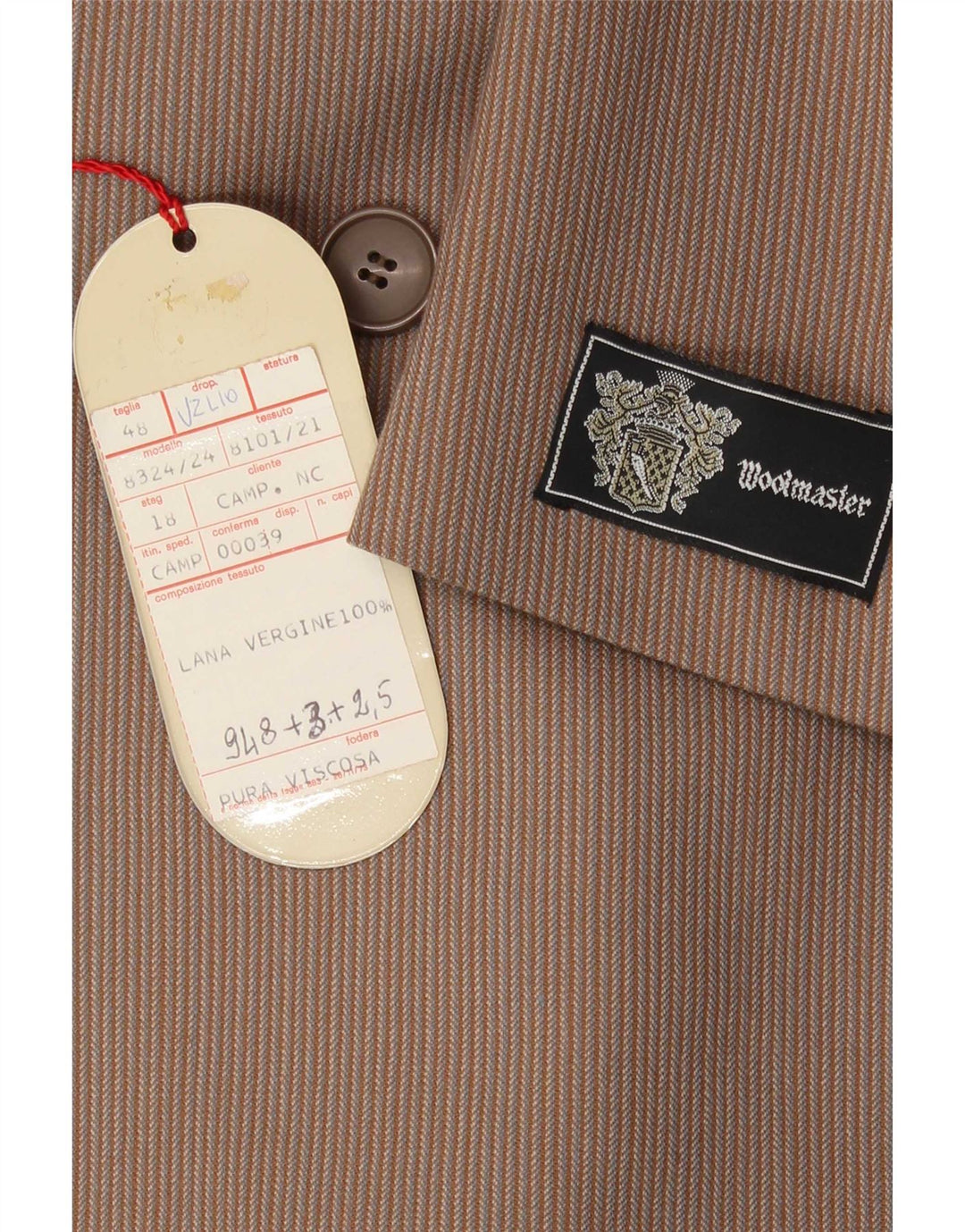 Terno masculino vintage de 2 peças IT 48 médio W30 L32 listrado marrom