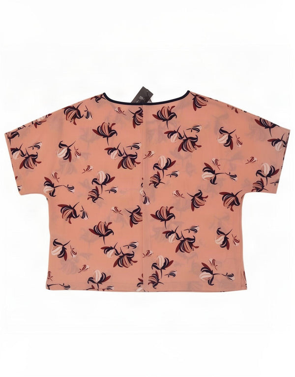Blusa feminina Marks & Spencer Reino Unido 16 grande poliéster floral rosa