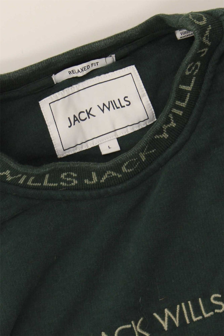 JACK WILLS Suéter masculino de ajuste relaxado grande algodão verde