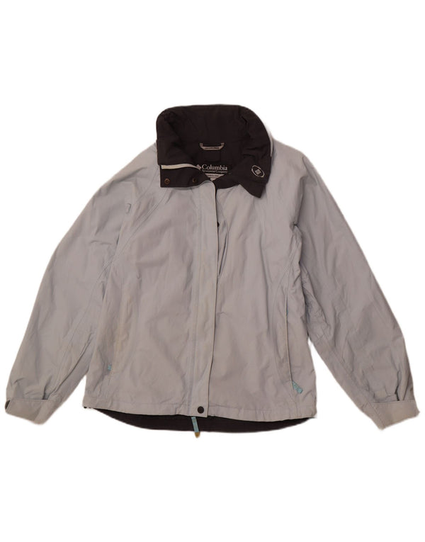 Jaqueta corta-vento feminina COLUMBIA com capuz Reino Unido 14 médio azul nylon esportivo