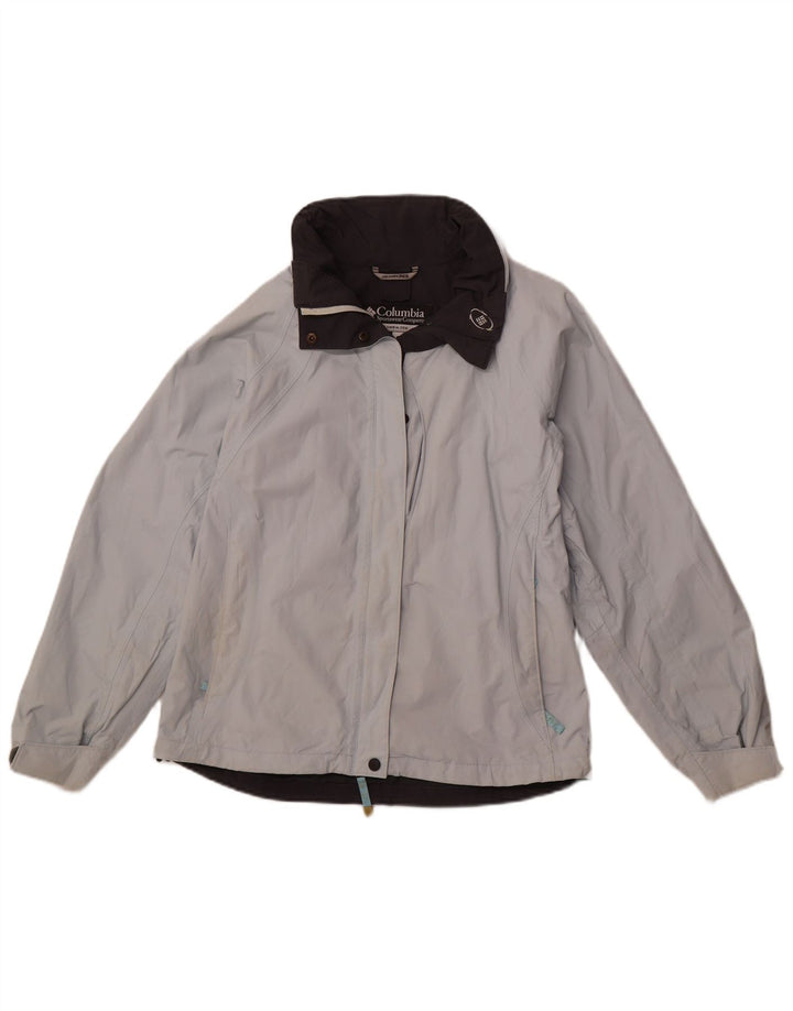 Jaqueta corta-vento feminina COLUMBIA com capuz Reino Unido 14 médio azul nylon esportivo