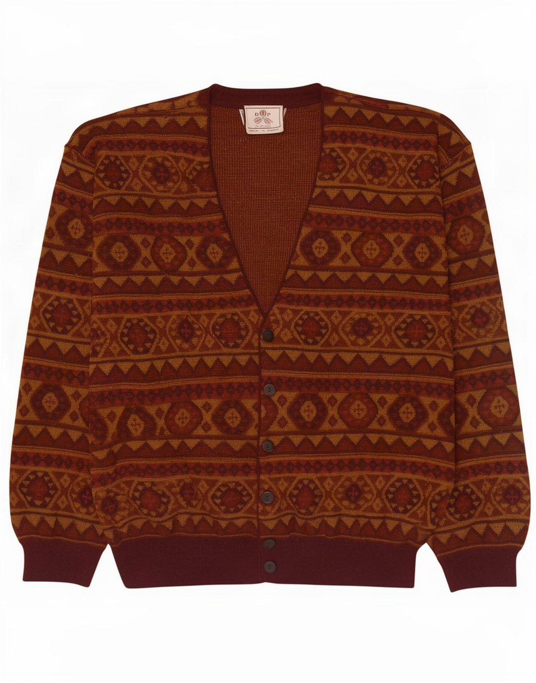 Suéter cardigã masculino De Pietri XL marrom geométrico