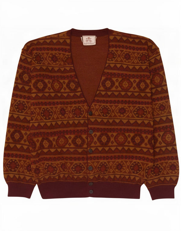 Suéter cardigã masculino De Pietri XL marrom geométrico