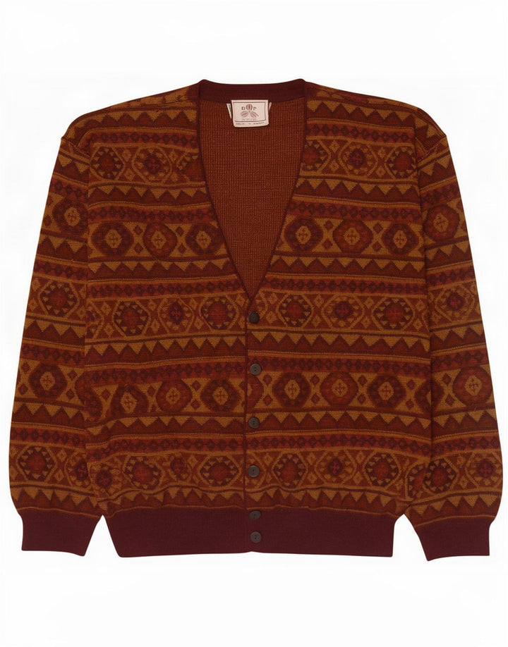 Suéter cardigã masculino De Pietri XL marrom geométrico