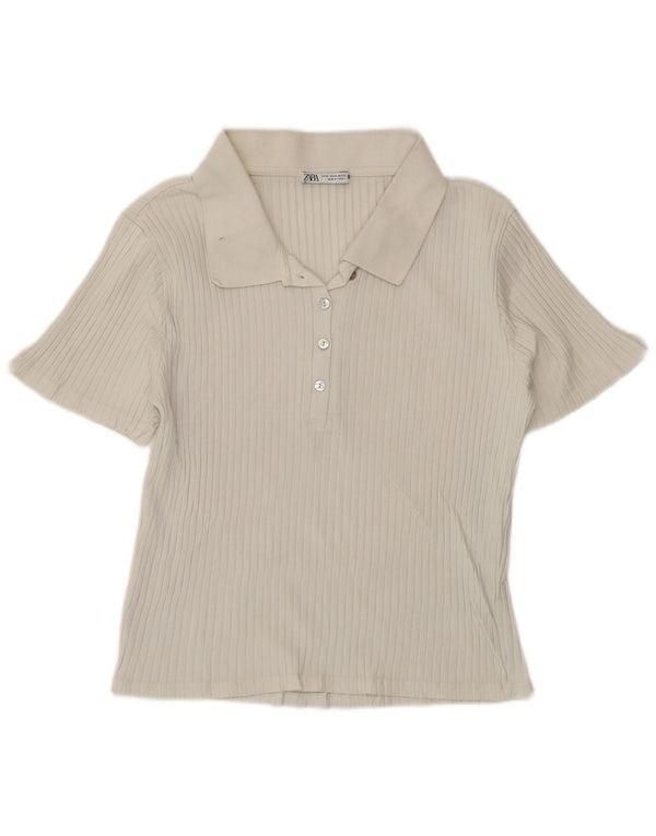 Camisa polo feminina Zara UK 18 XL branca