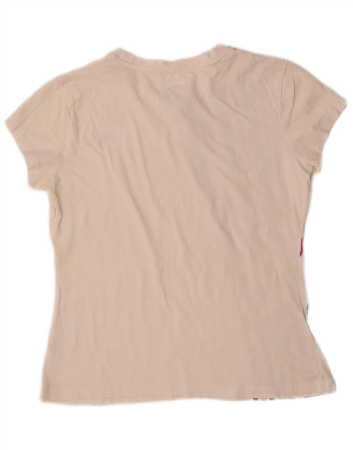 Camiseta feminina Fila UK 14 grande algodão listrado branco