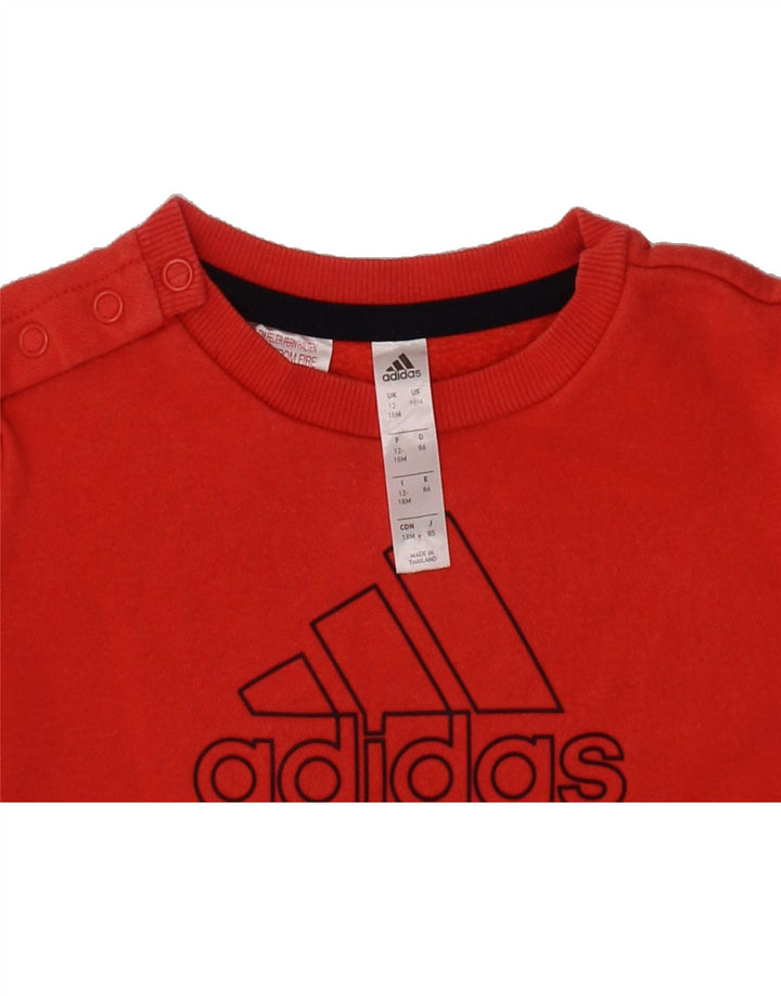 ADIDAS Baby Girls Graphic Sweatshirt Jumper 12-18 Months Orange Cotton Vintage Adidas and Second-Hand Adidas from Messina Hembry 