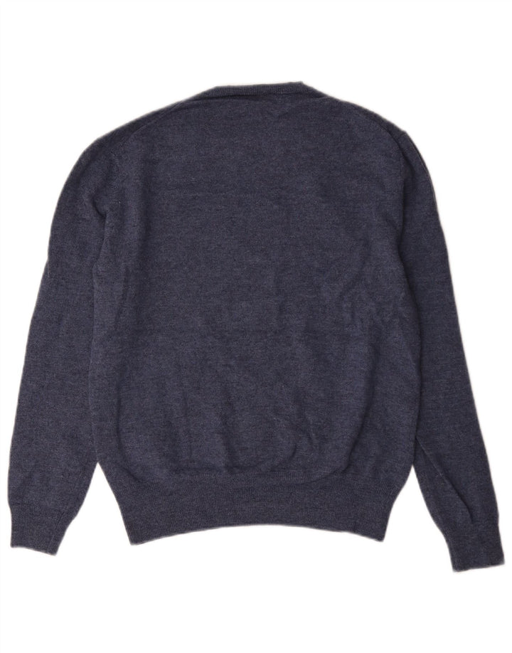 Suéter masculino com gola redonda French Connection de lã de cordeiro azul médio