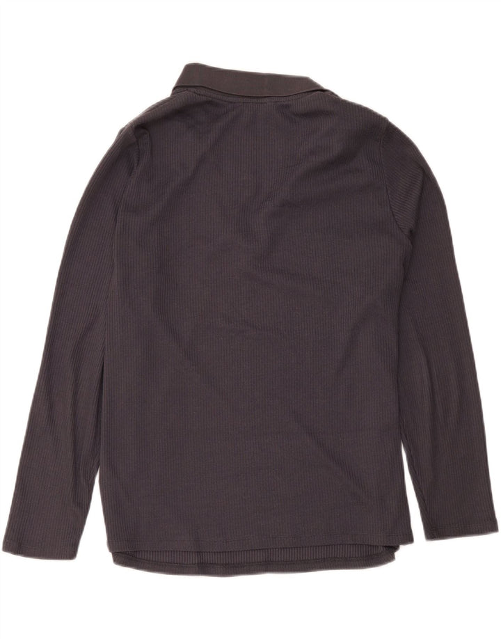 Camisa pólo feminina de manga comprida Marks & Spencer UK 20 2XL cinza poliéster