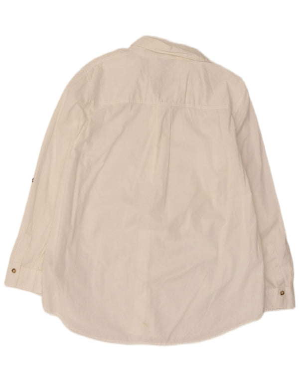 Camisa feminina de manga comprida Massimo Dutti EU 44 XL algodão branco
