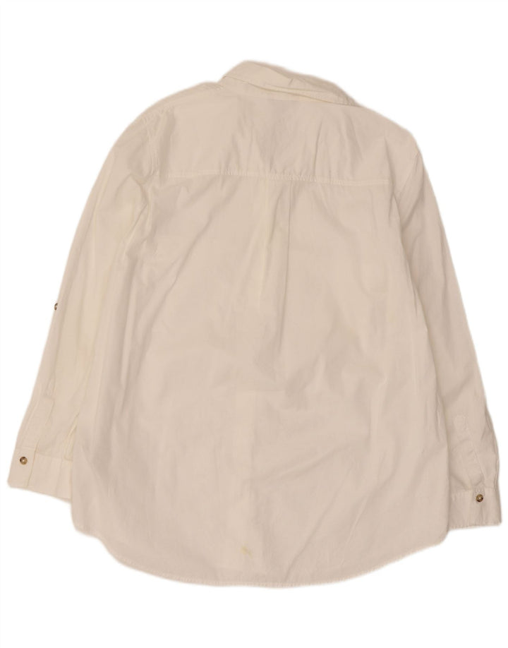 Camisa feminina de manga comprida Massimo Dutti EU 44 XL algodão branco