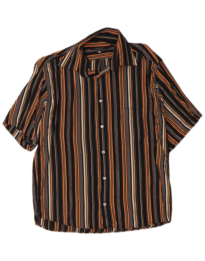 Camisa masculina de manga curta Tipo'S média listrada multicolorida viscose