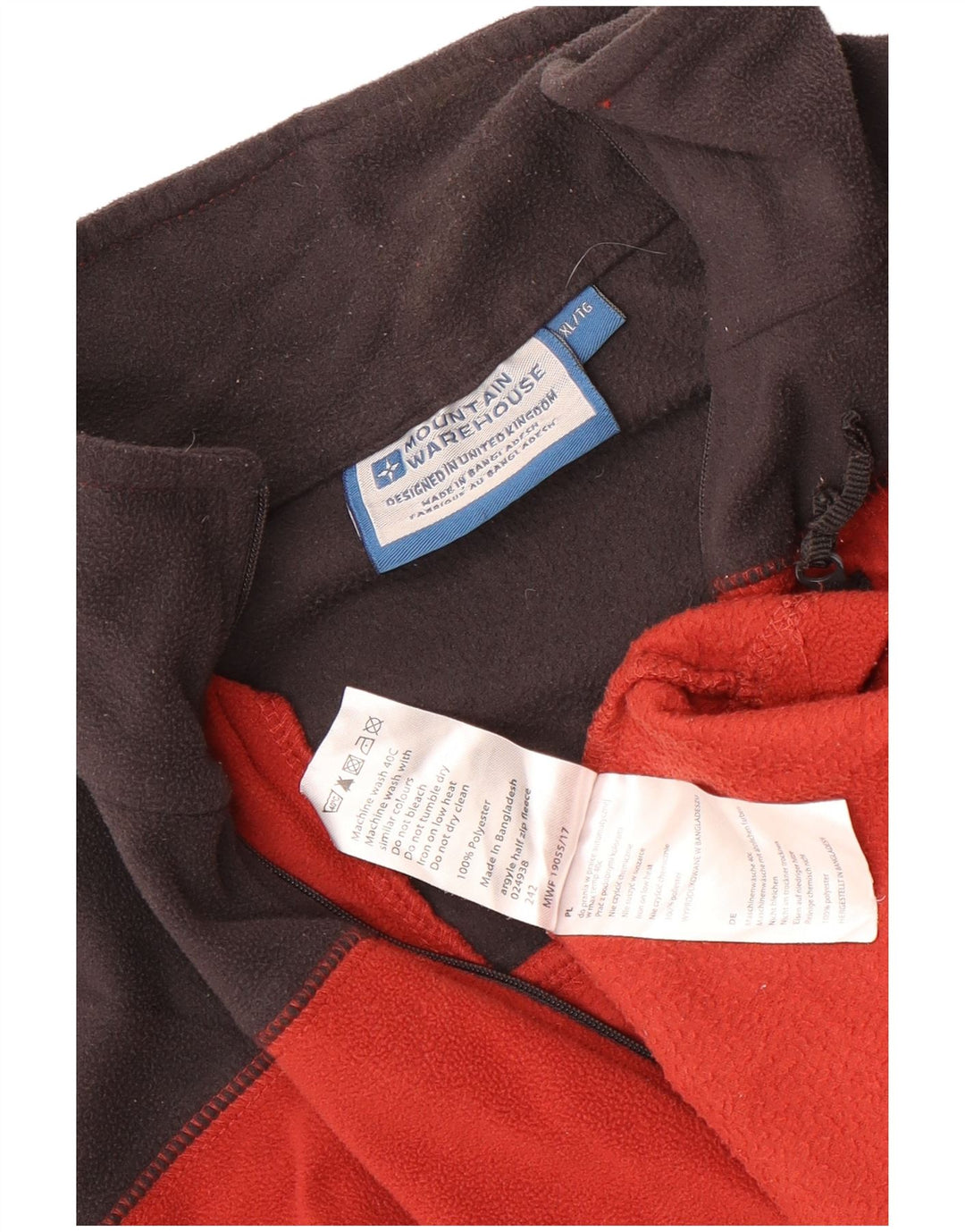 Mountain Warehouse Mens Zip Neck Fleece Jumper XL Vermelho Colourblock Poliéster