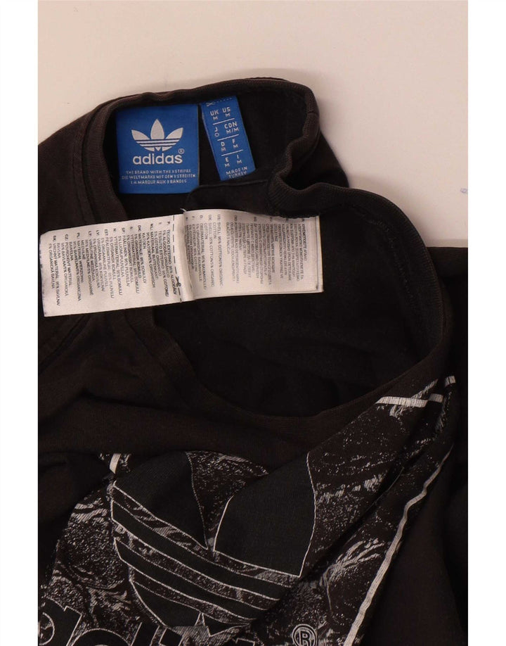 Adidas Mens Graphic T-Shirt Top Médio Algodão Preto
