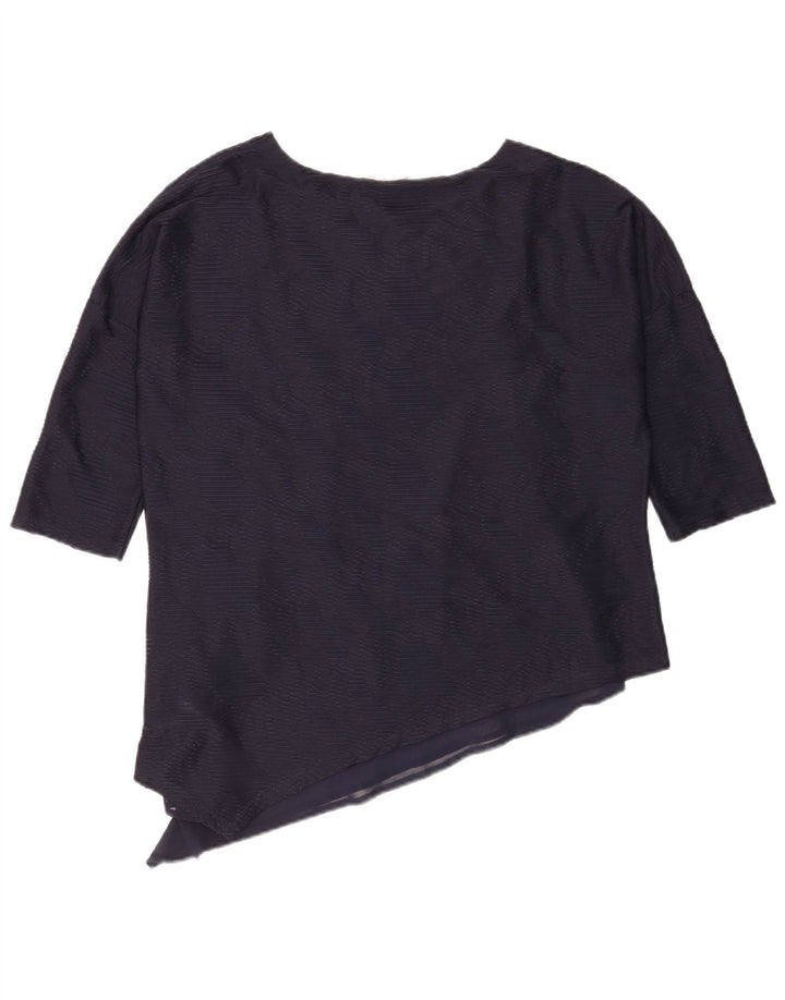 Blusa assimétrica feminina Phase Eight manga 3/4 Reino Unido 12 azul marinho médio