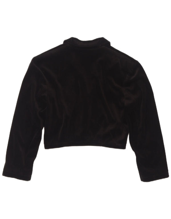 Jaqueta Bolero de Veludo Feminina Vintage Reino Unido 10 Viscose Preta Pequena
