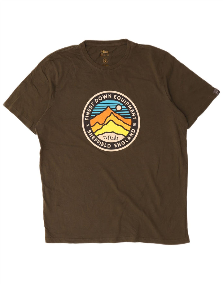 Camiseta gráfica masculina Rab XL algodão cáqui