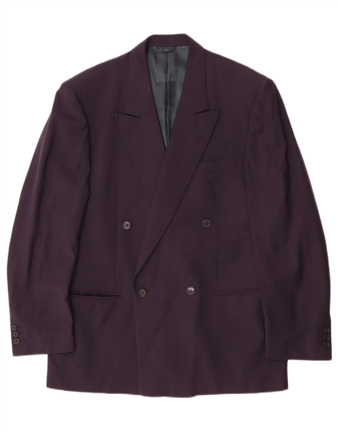Jaqueta blazer masculina vintage com peito duplo IT 50 grande lã azul marinho