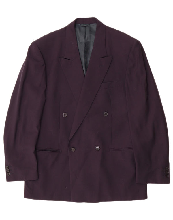 Jaqueta blazer masculina vintage com peito duplo IT 50 grande lã azul marinho