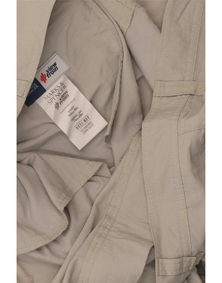 Calça cargo feminina reta Marks & Spencer W40 L29 cinza poliamida