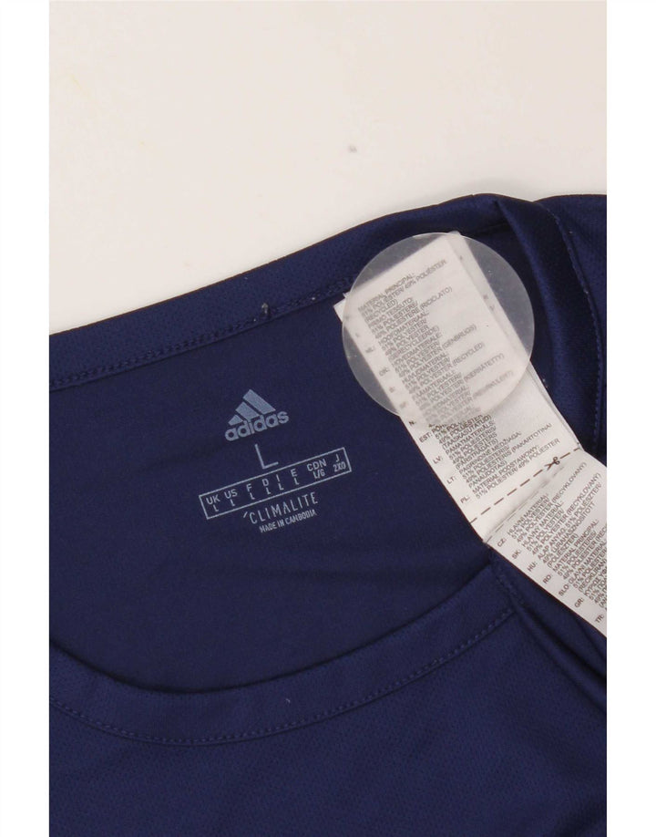 Camiseta Adidas Masculina Climalite Top Grande Azul Marinho Colorblock Poliéster
