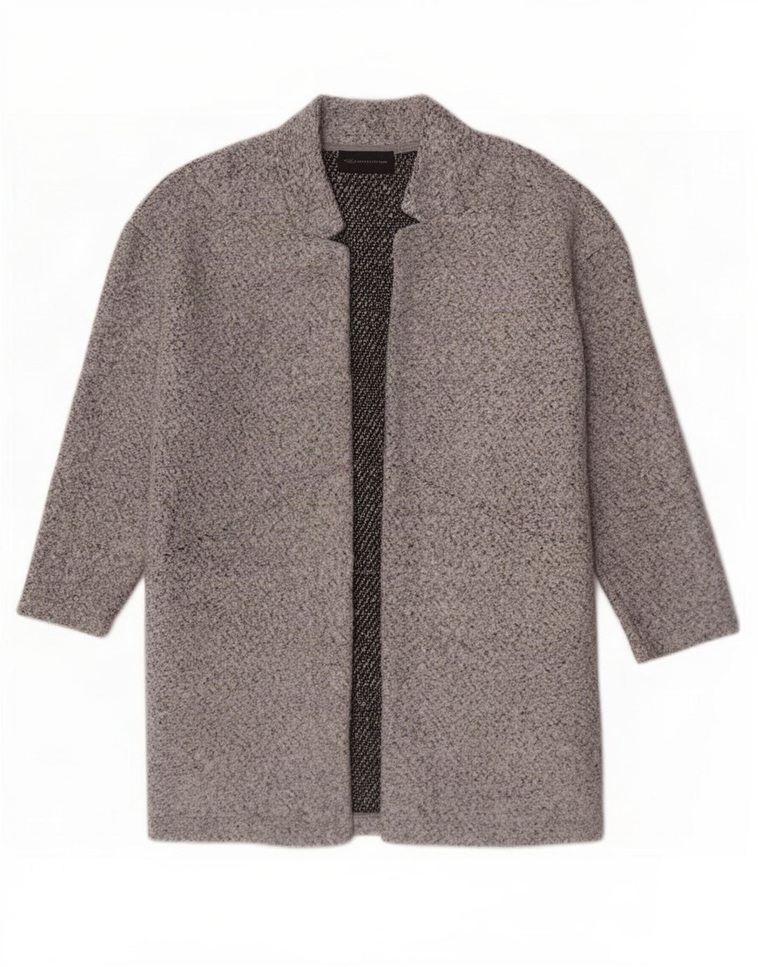 Sobretudo aberto feminino Marks & Spencer UK 12 poliéster cinza médio