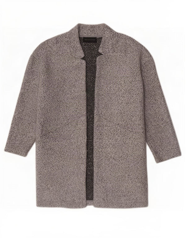 Sobretudo aberto feminino Marks & Spencer UK 12 poliéster cinza médio
