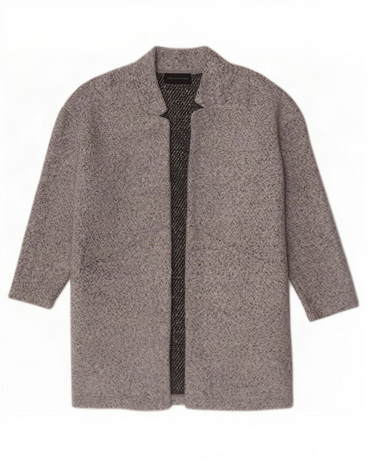 Sobretudo aberto feminino Marks & Spencer UK 12 poliéster cinza médio