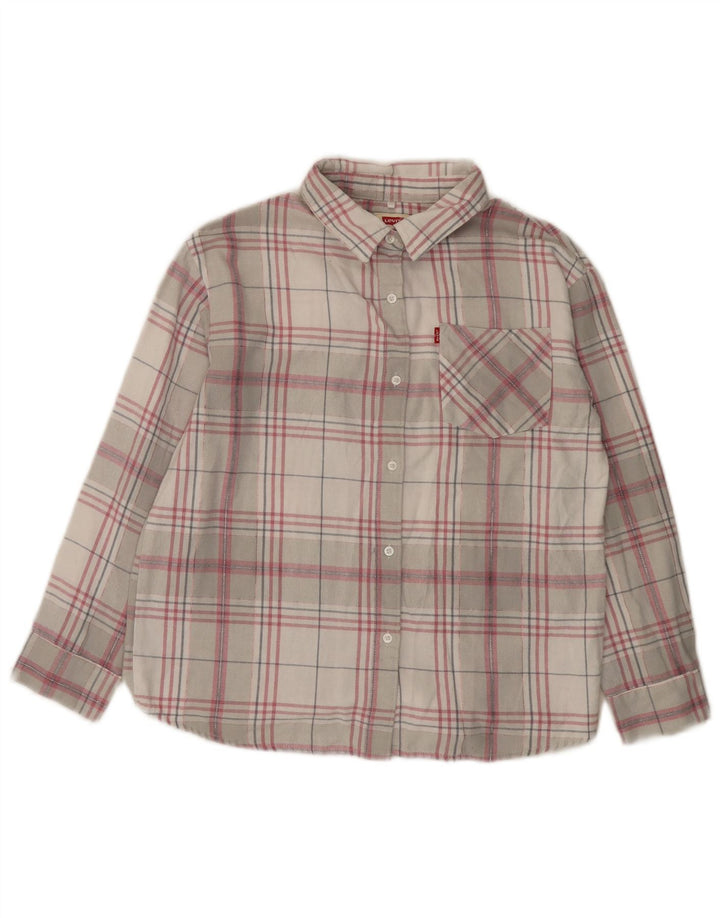 Camisa de flanela feminina LEVI'S 14-15 anos algodão xadrez cinza