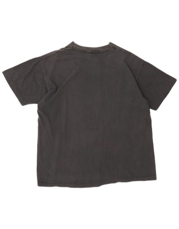 Camiseta gráfica masculina Harley Davidson 1990 Top cinza médio de algodão para motocicleta