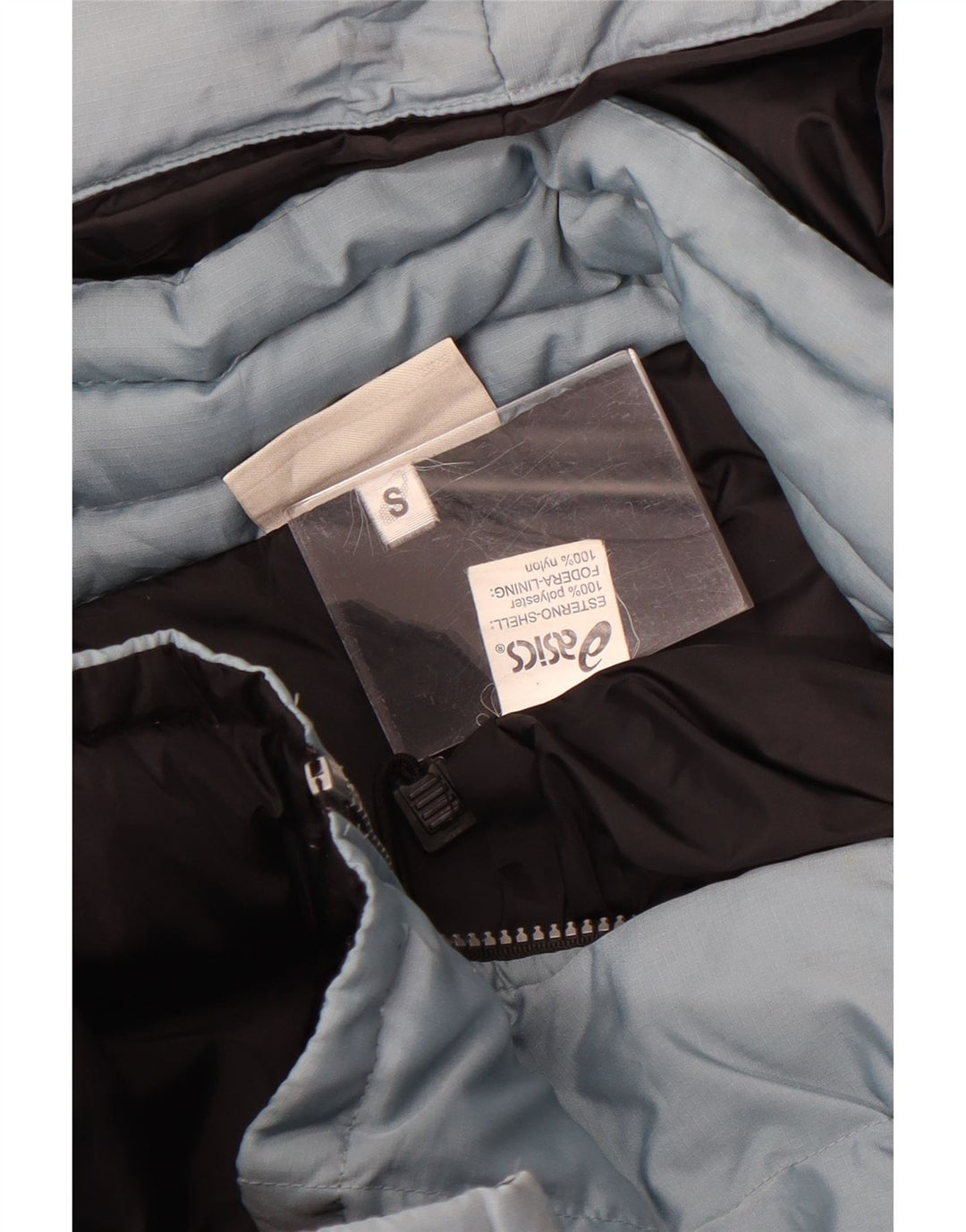 Jaqueta acolchoada com capuz masculina Asics UK 36 poliéster azul pequeno