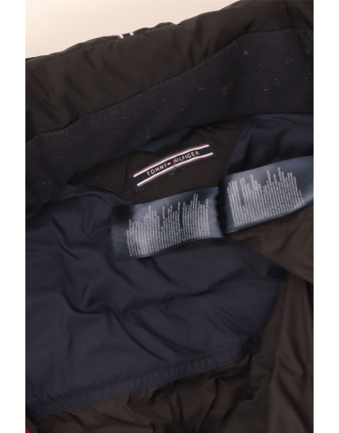 Casaco acolchoado com capuz feminino Tommy Hilfiger Reino Unido 14 grande poliéster preto