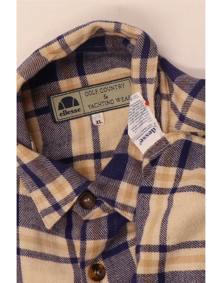 Camisa masculina de flanela Ellesse XL algodão xadrez bege