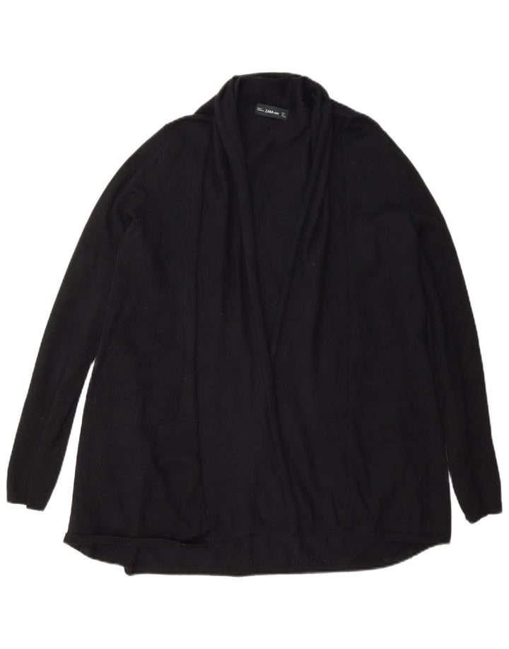 Suéter cardigã aberto feminino Zara Reino Unido 14 grande viscose preta