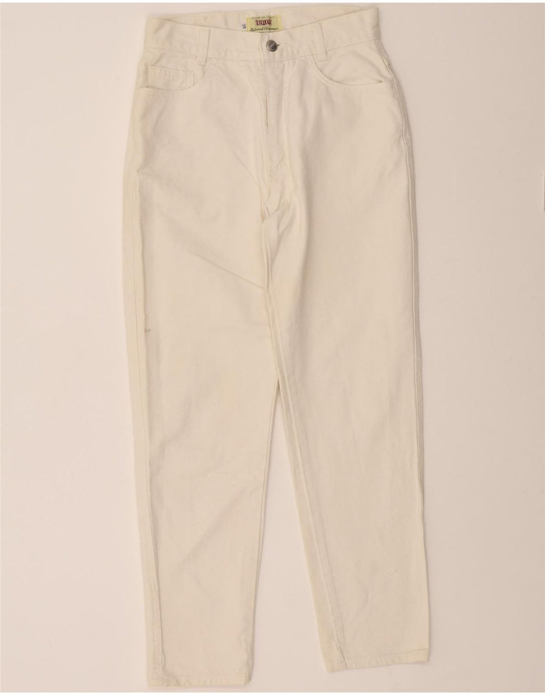 SISLEY Womens Relaxed Elegance Tapered Jeans W28 L28 White Cotton Vintage Sisley and Second-Hand Sisley from Messina Hembry 